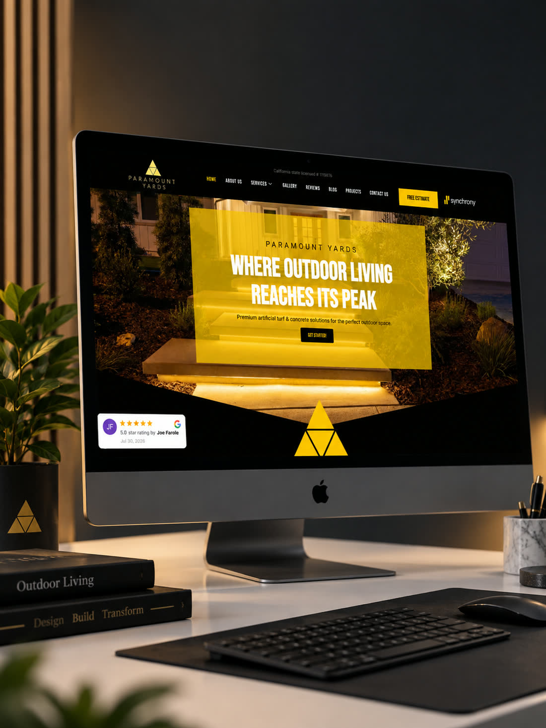 The Paramount Yards website shown on a desktop computer