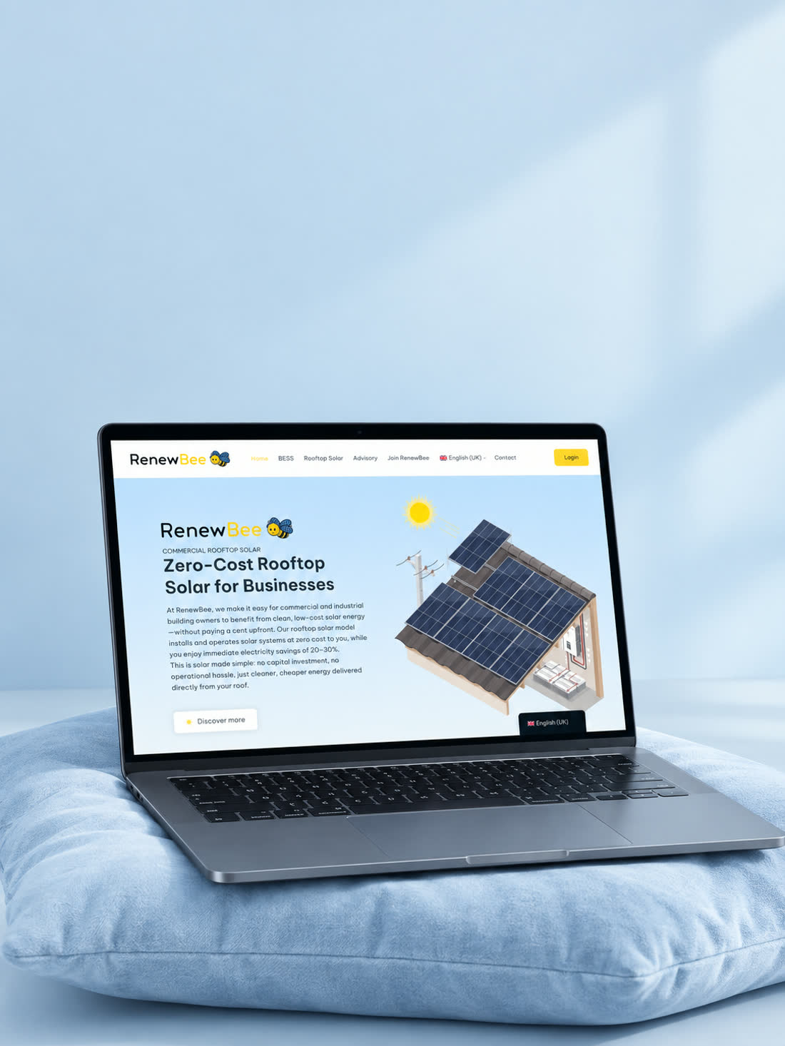 The RenewBee website shown on a laptop
